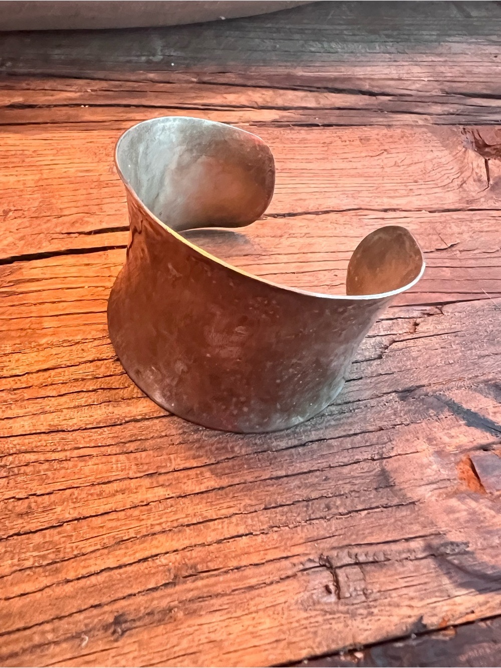 Wide Hammered Metal Cuff Bracelet - Rustic Bronze Tone